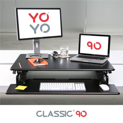 Yo-Yo DESK 90 Black Front View Folded