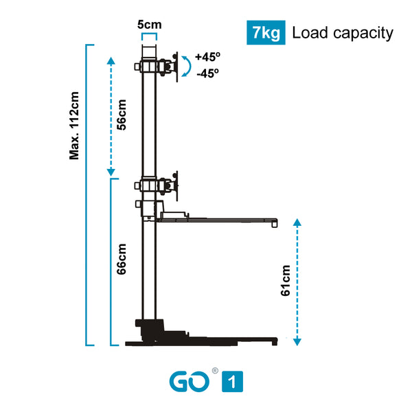 Yo-Yo DESK GO 1 Pole Mounted Single Screen Standing Desk Converter