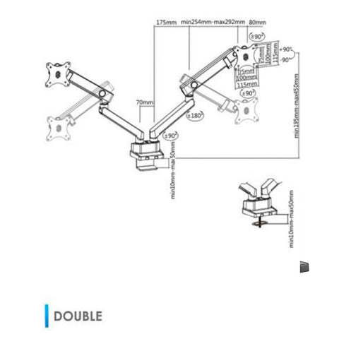 Deluxe DUAL - Gas Spring Assisted Monitor Arm