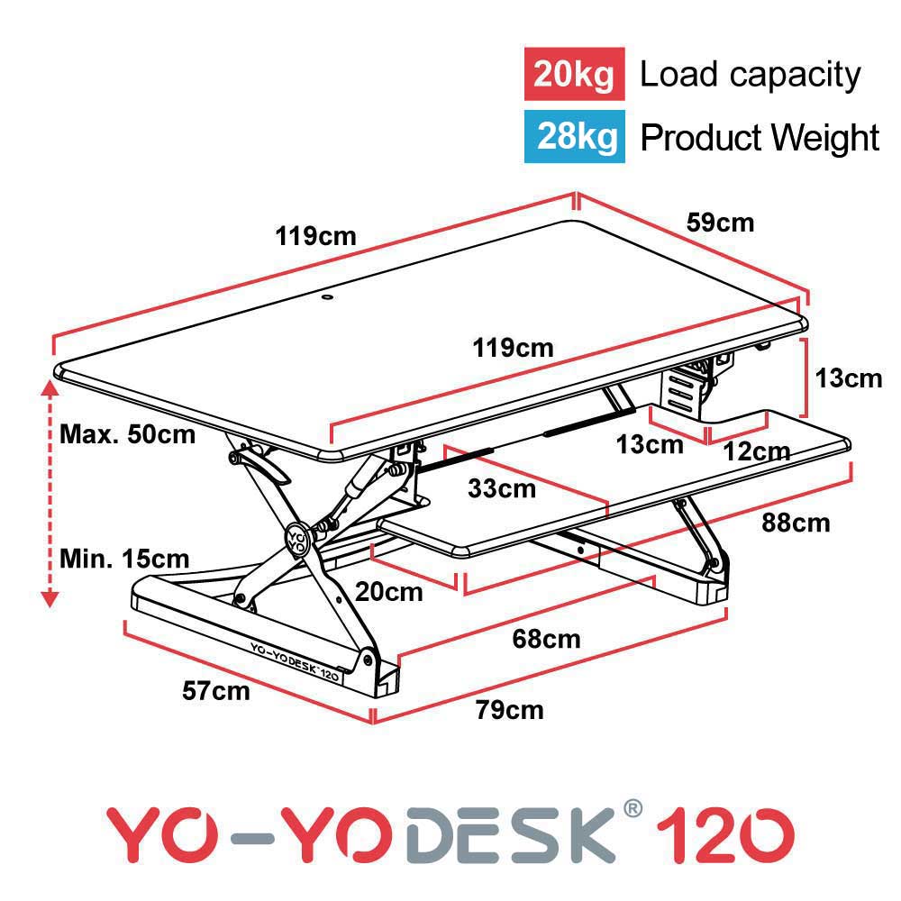 Yo-Yo DESK® 120 UK’s favourite Desk Riser | Suitable for Dual Monitors ...
