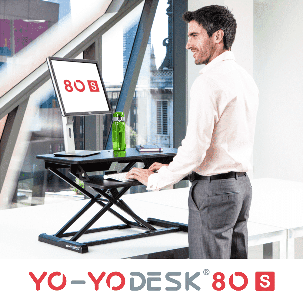Yo Yo DESK 80 S Desk Riser Lighter Stand Up Desk for Single Monitor Next Day free delivery. Yo Yo DESK UK
