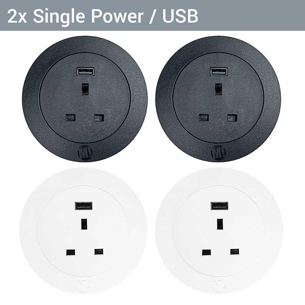 2 x Single Power / USB: WHITE